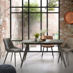 Red Living Chaises capitonnées Kellia (lot de 2) - Imitation cuir / Acier - Noir - Gris vintage -Chaises Soldes 1000216184 200623 13455800176 MOOD DETAILS P000000001000216184 mood