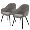 Jack & Alice Chaises à accoudoirs Haslet I (lot de 2) - Velours / Acier - Noir - Gris