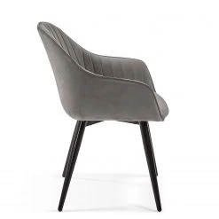 Jack & Alice Chaises à accoudoirs Haslet I (lot de 2) - Velours / Acier - Noir - Gris -Chaises Soldes 1000216192 200623 13470300233 DETAILS P000000001000216192