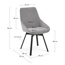 Loftscape Chaises capitonnées Hadley (lot de 2) - Tissu / Acier - Noir - Gris -Chaises Soldes 1000216194 200623 13471800249 SKETCH DETAILS P000000001000216194 sketch
