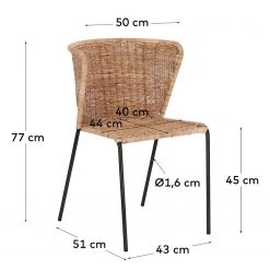 Red Living Chaises Rantin(lot de 2) - Rotin / Acier - Rotin / Noir -Chaises Soldes 1000216198 200623 13474900279 SKETCH DETAILS P000000001000216198 sketch