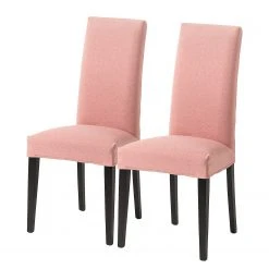 Ars Natura Chaise capitonnée Ellerby III (lot de 2) - Tissu / Hêtre massif - Noir - Abricot