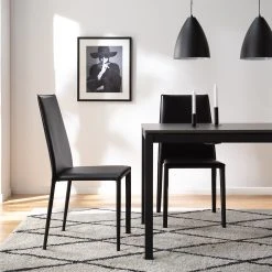 Fredriks Chaises Portola (lot de 2) - Cuir recyclé / Fer - Noir -Chaises Soldes 1000216618 210217 17120700001 MOOD DETAILS P000000001000216618 mood