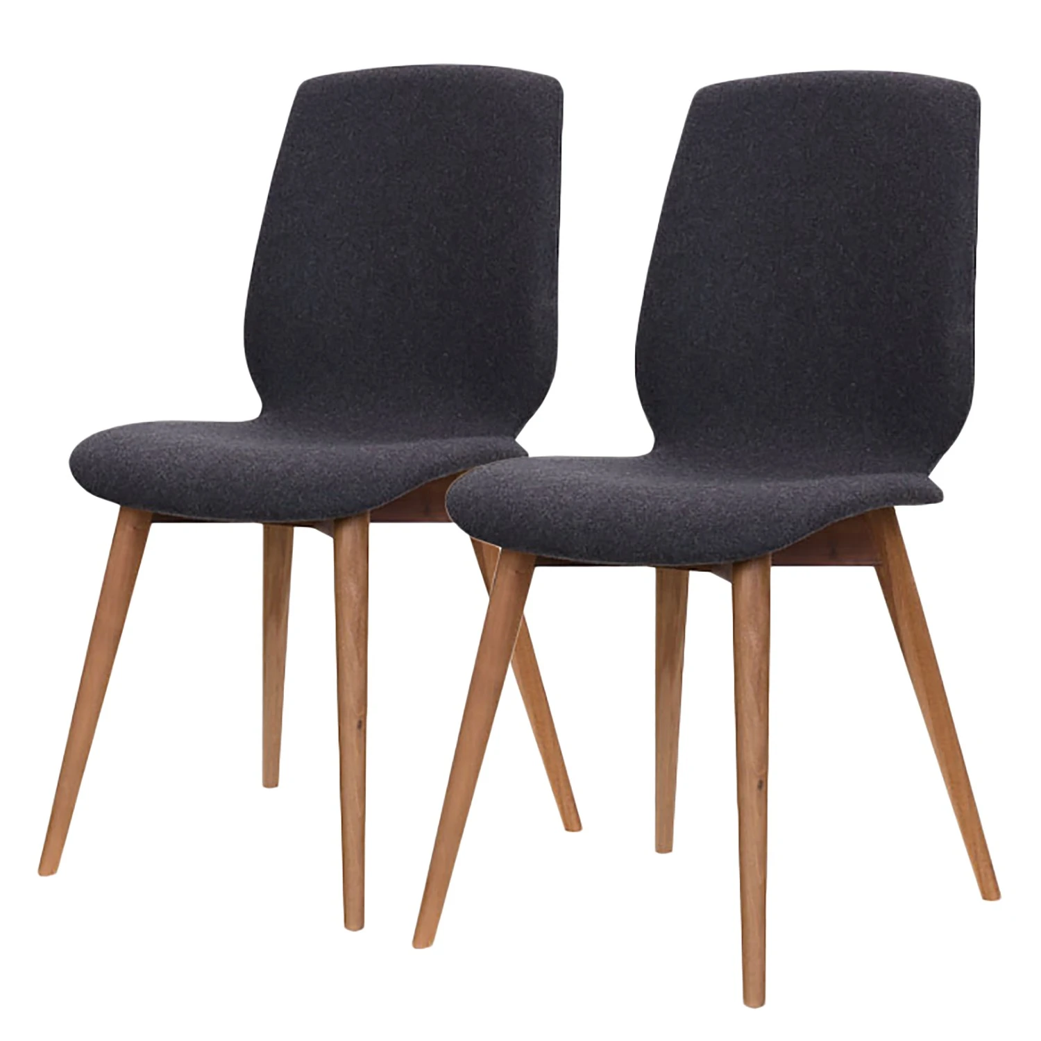 Studio Copenhagen Chaises capitonnées Helvig (lot de 2) - Tissu composite Vedi: Anthracite - Noyer 3 Studio Copenhagen Chaises capitonnées Helvig (lot de 2) - Tissu composite Vedi: Anthracite - Noyer