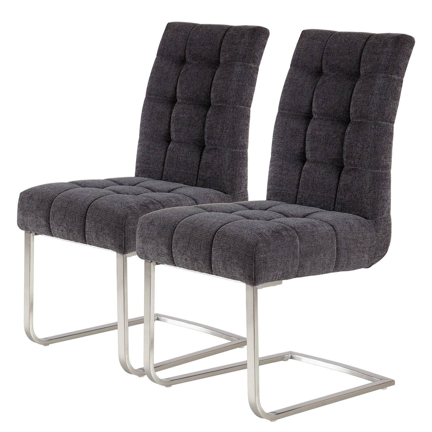 Ars manufacti Chaises cantilever Stawley I (lot de 2) - Tissage à plat / Acier inoxydable - Gris foncé / Acier inoxydable 3 Ars manufacti Chaises cantilever Stawley I (lot de 2) - Tissage à plat / Acier inoxydable - Gris foncé / Acier inoxydable