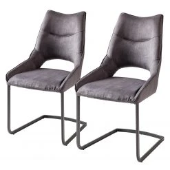Fredriks Chaises cantilever Nadros (lot de 2) - Microfibre / Métal - Gris vintage / Noir mat