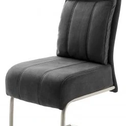 Fredriks Chaises cantilever Crowan(lot de 2) - Microfibre / Acier inoxydable - Gris vintage -Chaises Soldes 1000218550 210113 06122600008 DETAILS P000000001000218550