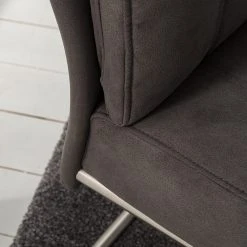 Fredriks Chaises cantilever Crowan(lot de 2) - Microfibre / Acier inoxydable - Gris vintage -Chaises Soldes 1000218550 210311 11465700010 DETAILS P000000001000218550