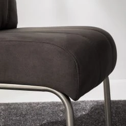 Fredriks Chaises cantilever Crowan(lot de 2) - Microfibre / Acier inoxydable - Gris vintage -Chaises Soldes 1000218550 210311 11465800011 DETAILS P000000001000218550