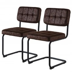 Ars manufacti Chaises cantilever Dalcross (lot de 2) - Microfibre / Métal - Marron