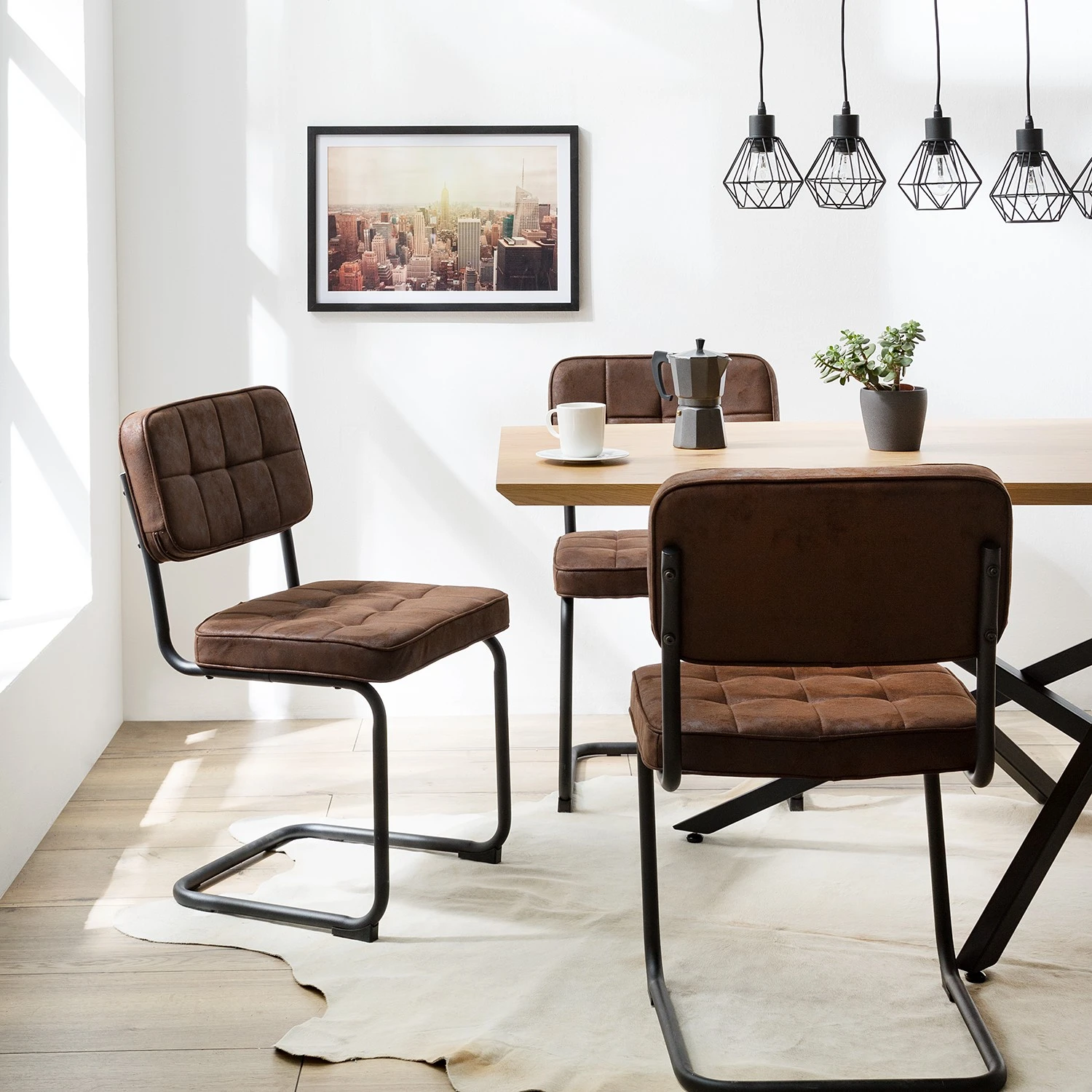 Ars manufacti Chaises cantilever Dalcross (lot de 2) - Microfibre / Métal - Marron 4 Ars manufacti Chaises cantilever Dalcross (lot de 2) - Microfibre / Métal - Marron – Image 2