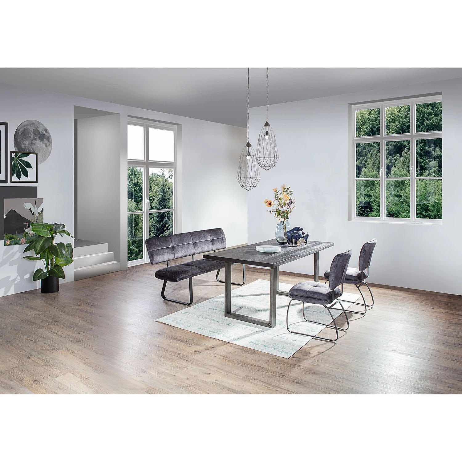 Loftscape Chaises capitonnées Mayetta (lot de 2) - Tissé à plat / Fer - Anthracite / Noir 4 Loftscape Chaises capitonnées Mayetta (lot de 2) - Tissé à plat / Fer - Anthracite / Noir – Image 2