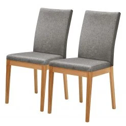 Schösswender Chaises capitonnées Roberto II(lot de 2) - Microfibre / Duramen de hêtre massif - Gris / Duramen de hêtre