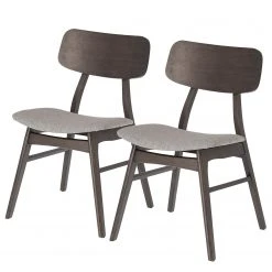 Norrwood Chaises Varkaus III (lot de 2) - Tissu / Placage en frêne et hévéa massif - gris clair / Frêne foncé