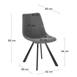 Red Living Chaises capitonnées Gouvy (lot de 2) - Tissu / Acier - Gris -Chaises Soldes 1000225999 200917 06375400165 SKETCH DETAILS P000000001000225999 sketch