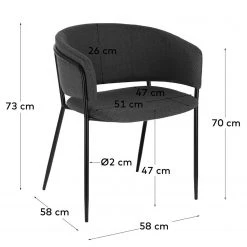 Jack & Alice Chaises à accoudoirs Vilhena IV (2 él.) - Gris foncé -Chaises Soldes 1000226003 200917 06381800202 SKETCH DETAILS P000000001000226003 sketch