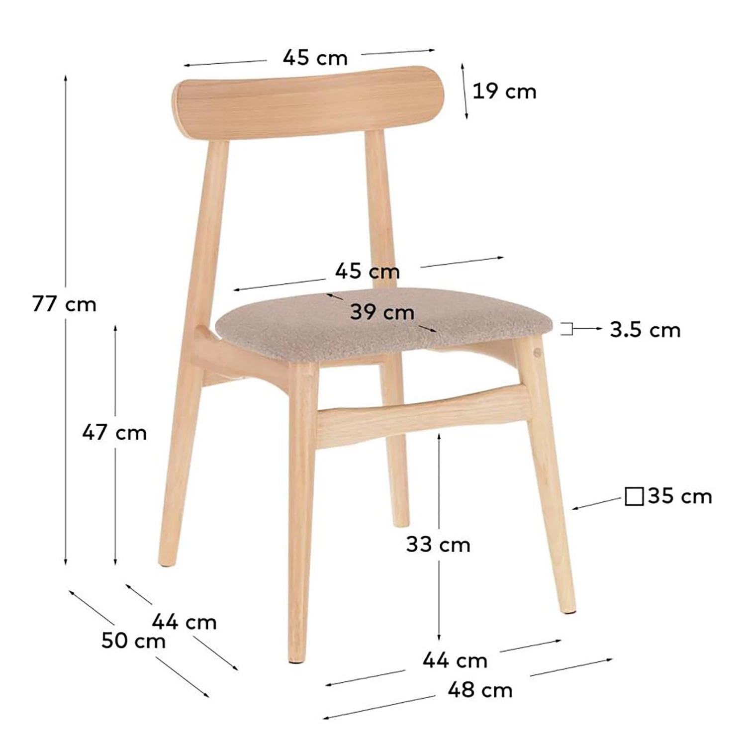 Norrwood Chaises Apukka (lot de 2) - Tissu / Hévéa massif - Sahara 11 Norrwood Chaises Apukka (lot de 2) - Tissu / Hévéa massif - Sahara – Image 9