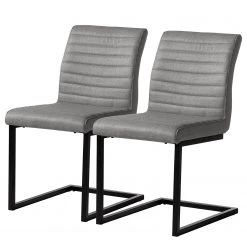 Ars manufacti Chaises Finga III (lot de 2) - Tissage à plat / Fer - Gris / Noir