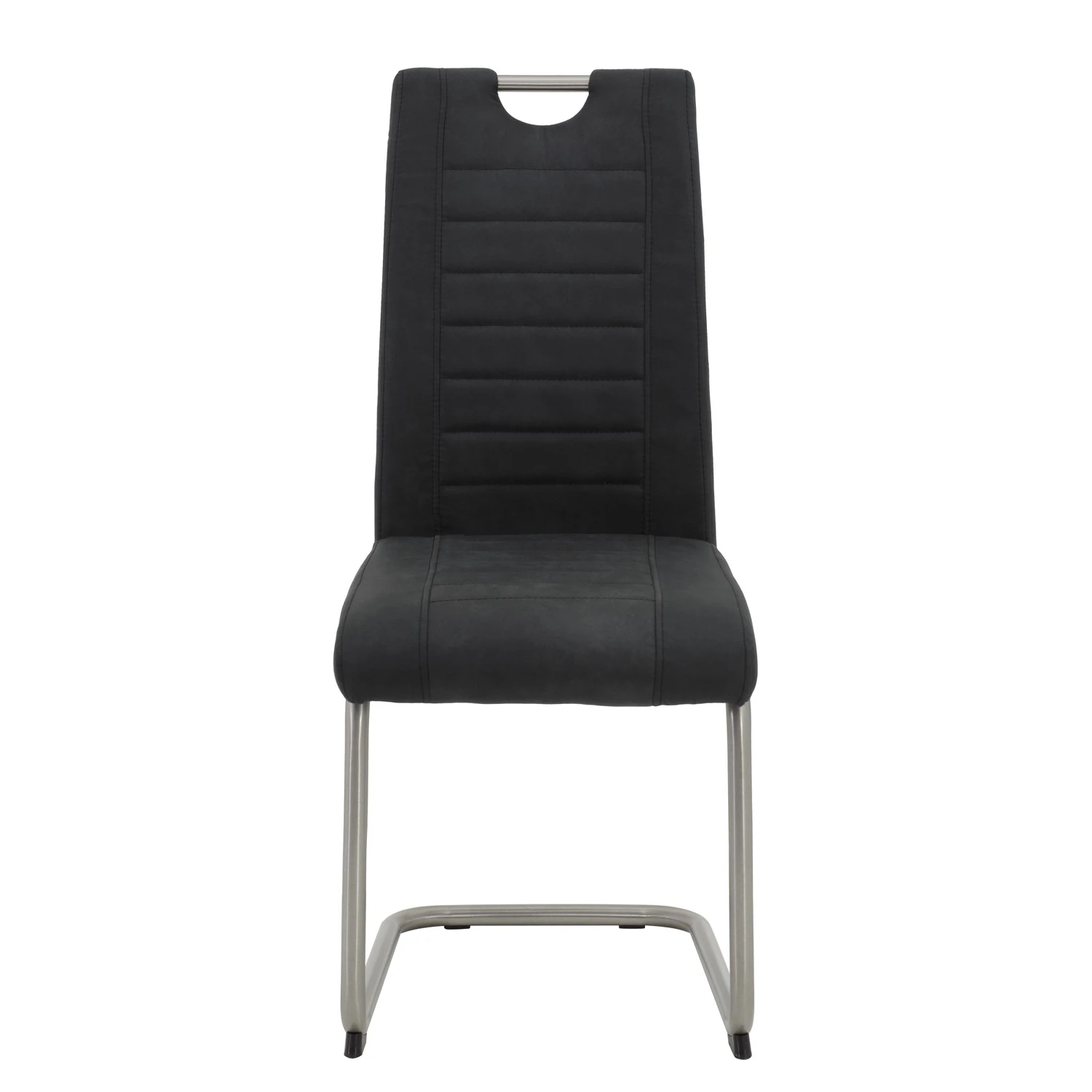 Loftscape Chaise cantilever Wisches - Microfibre / Acier inoxydable - Anthracite - Lot de 2 4 Loftscape Chaise cantilever Wisches - Microfibre / Acier inoxydable - Anthracite - Lot de 2 – Image 2