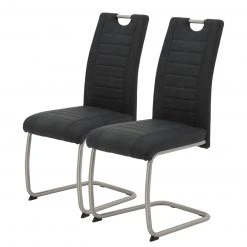 Loftscape Chaise cantilever Wisches - Microfibre / Acier inoxydable - Anthracite - Lot de 2