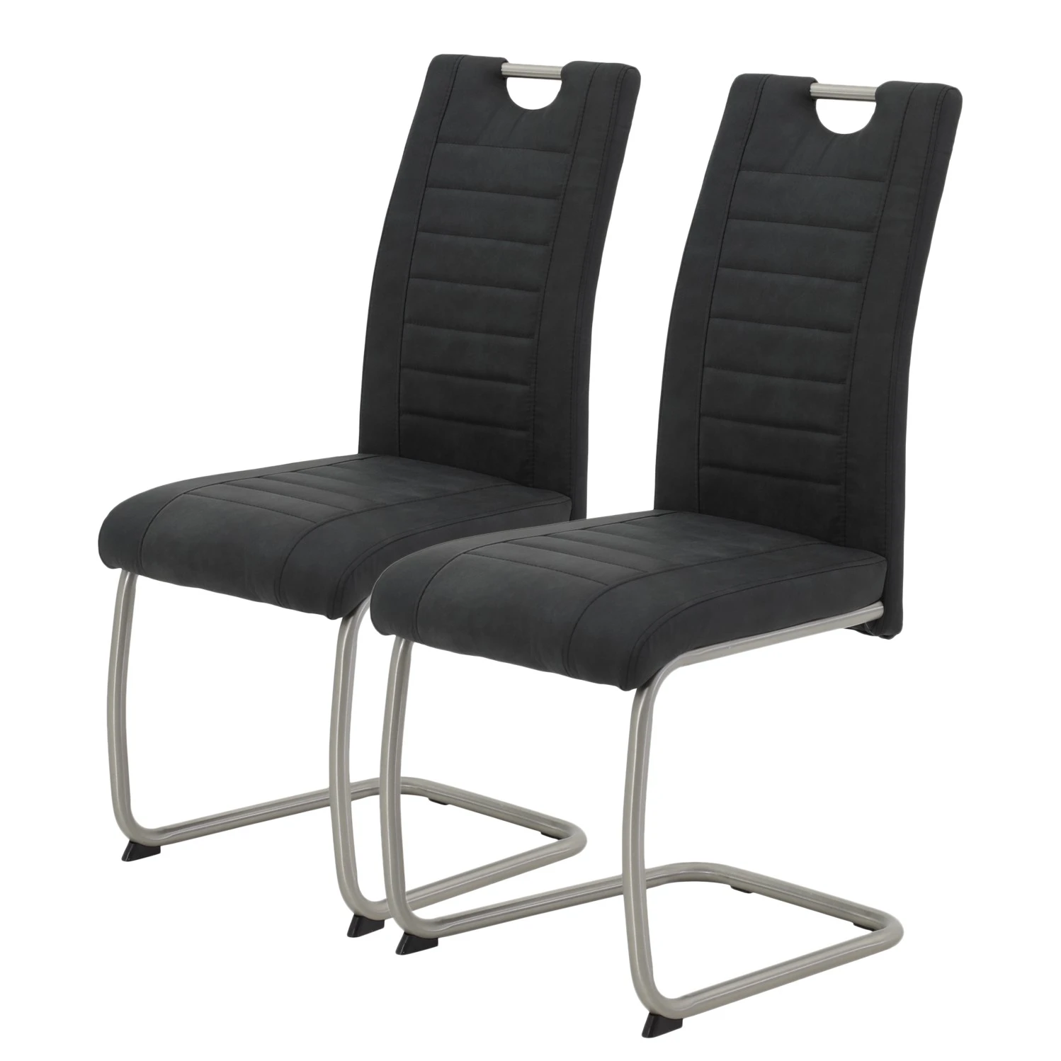 Loftscape Chaise cantilever Wisches - Microfibre / Acier inoxydable - Anthracite - Lot de 2 3 Loftscape Chaise cantilever Wisches - Microfibre / Acier inoxydable - Anthracite - Lot de 2