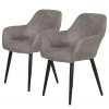 Loftscape Chaises à accoudoirs Trappe (lot de 2) - Microfibre / Acier - Gris fumé -Chaises Soldes 1000228924 210622 10495100036 IMAGE P000000001000228924
