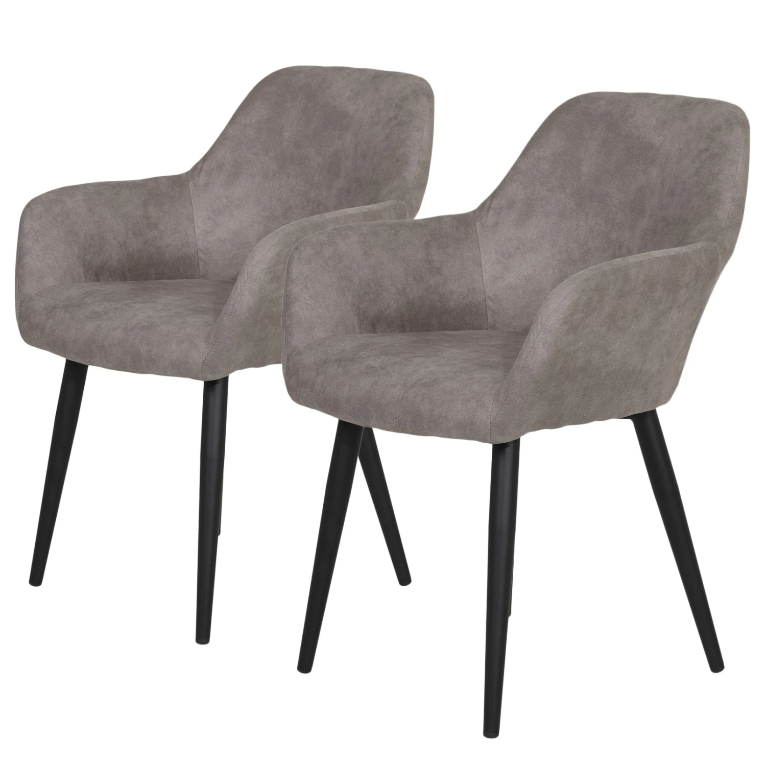 Loftscape Chaises à accoudoirs Trappe (lot de 2) - Microfibre / Acier - Gris fumé 3 Loftscape Chaises à accoudoirs Trappe (lot de 2) - Microfibre / Acier - Gris fumé