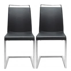 Loftscape Chaises cantilever Ibos (lot de 2) - Imitation cuir - Chrome - Noir