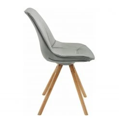 Norrwood Chaises capitonnées Gergy (lot de 2) - Imitation cuir / Chêne massif - Gris clair / Chêne -Chaises Soldes 1000229582 201104 14080700052 DETAILS P000000001000229582