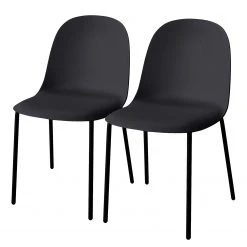 Loftscape Chaises Borny I (lot de 2) - Matière plastique - Fer - Noir