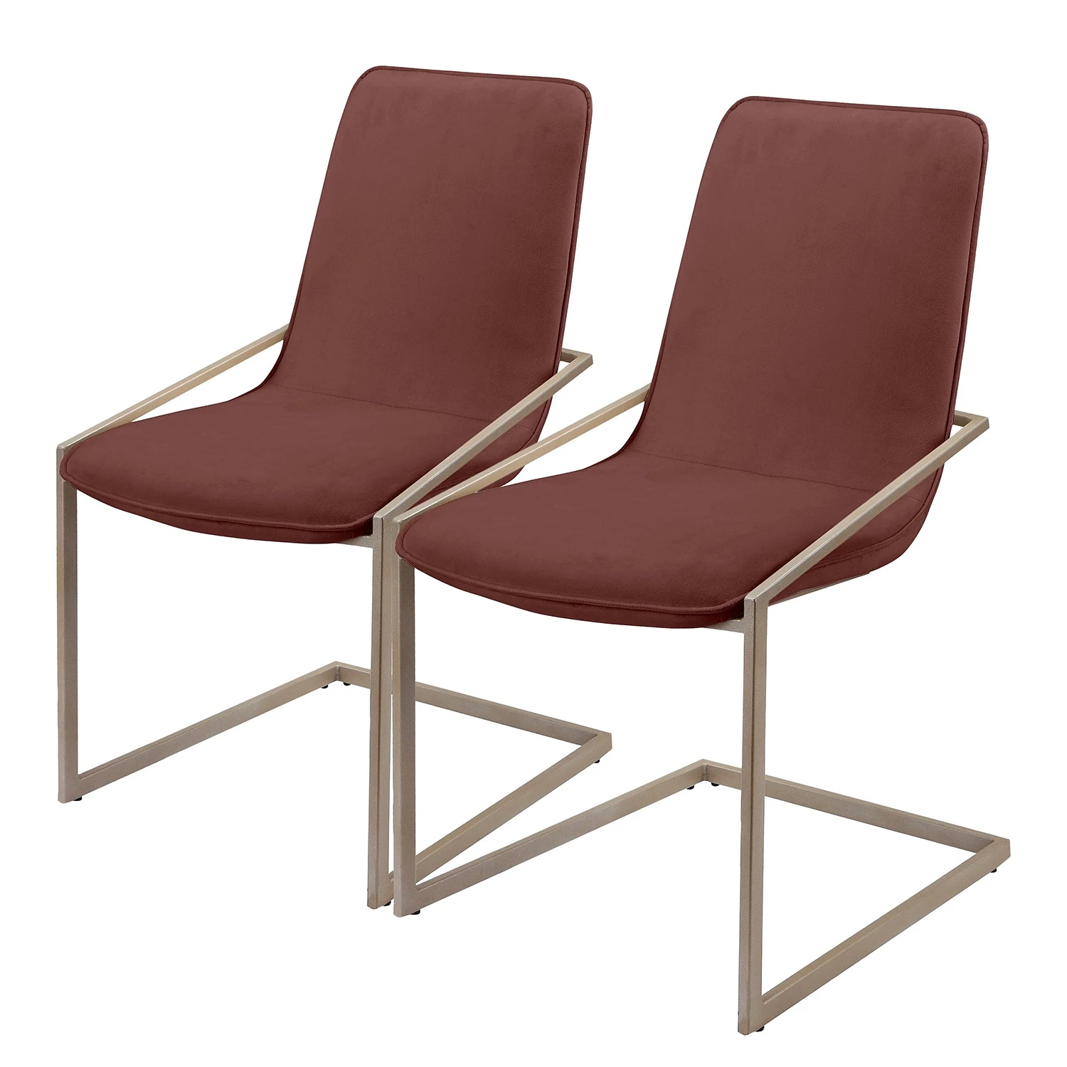 Loftscape Chaises cantilever Lezan II (lot de 2) - Velours / Fer - Marron rouille 3 Loftscape Chaises cantilever Lezan II (lot de 2) - Velours / Fer - Marron rouille