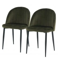 Jack & Alice Chaises capitonnées Jacklin IV (2 élém.) - Velours / Fer - Vert olive