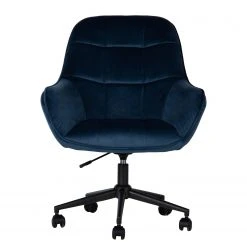 Furnitive Chaise de bureau Valady I - Velours / Fer - Bleu / Noir -Chaises Soldes 1000230746 220322 030 DETAILS P000000001000230746