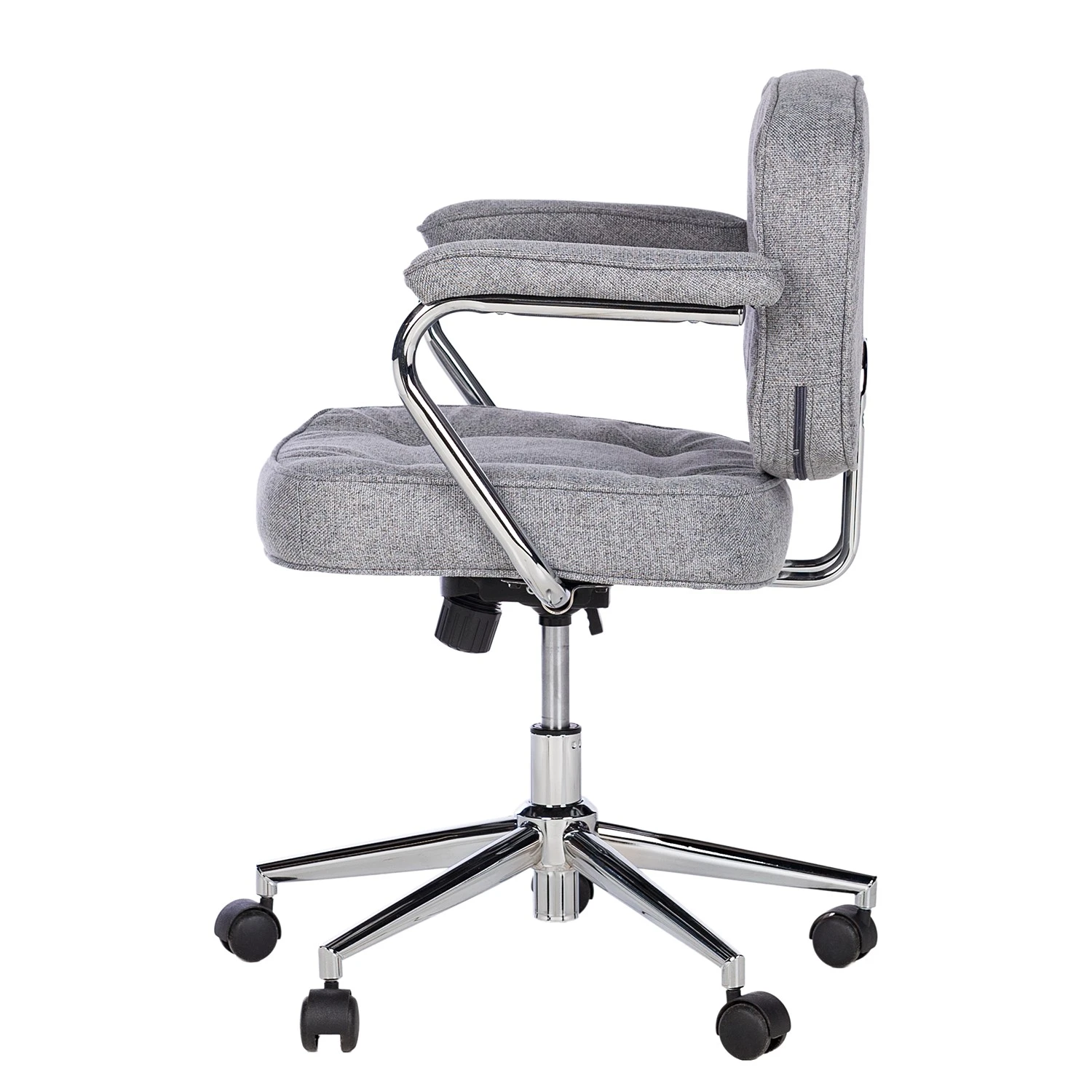 Furnitive Chaise de bureau Orlu II - Tissu / Fer - Gris clair / Chrome 6 Furnitive Chaise de bureau Orlu II - Tissu / Fer - Gris clair / Chrome – Image 4