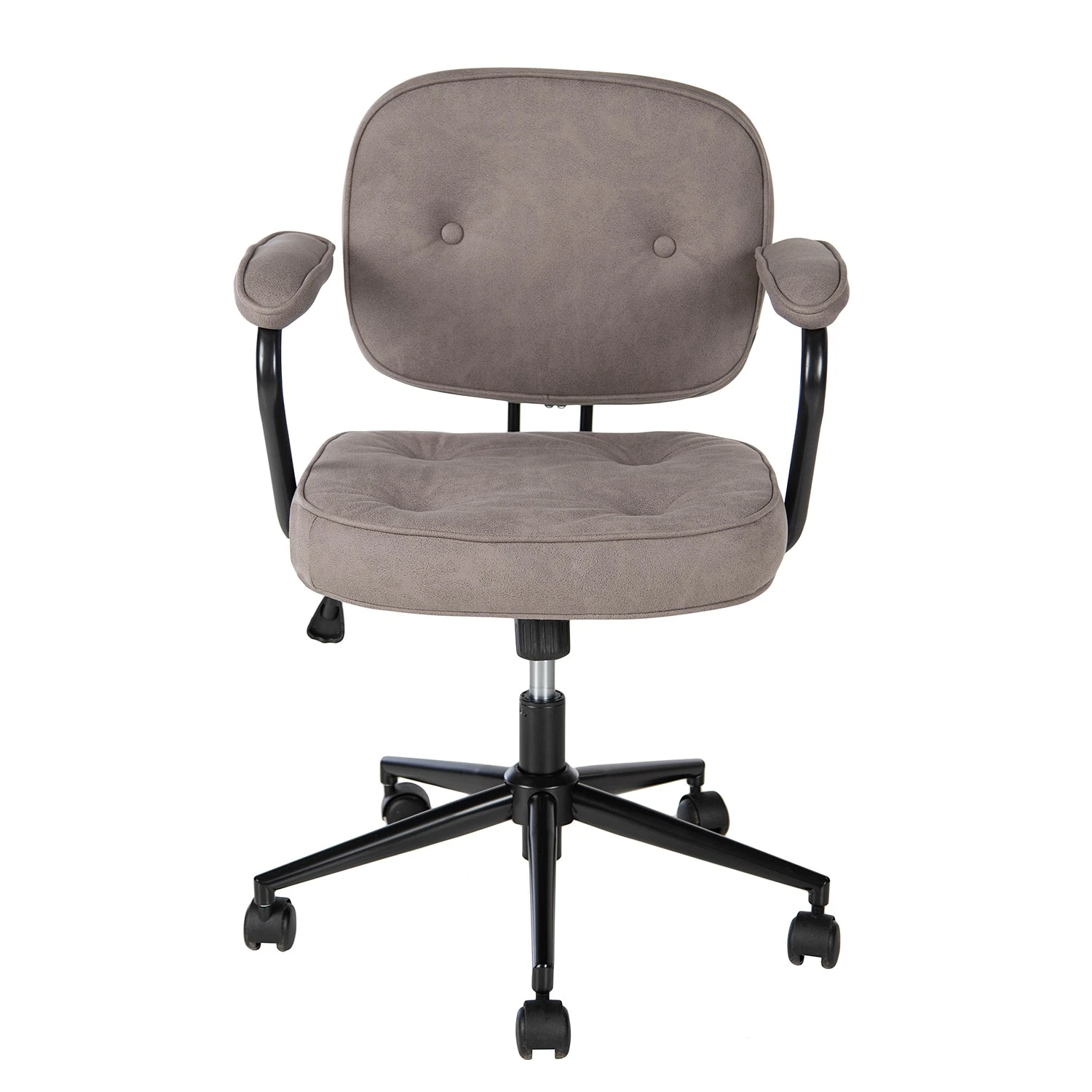 Furnitive Chaise de bureau Orlu I - Microfibre / Fer - Taupe vintage / Noir 5 Furnitive Chaise de bureau Orlu I - Microfibre / Fer - Taupe vintage / Noir – Image 3