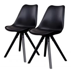 Norrwood Chaises Trebes I (lot de 2) - Matière plastique / Hévéa massif - Noir / Hévéa