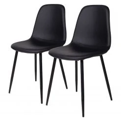 Norrwood Chaises Renty I (lot de 2) - Imitation cuir / Acier - Noir
