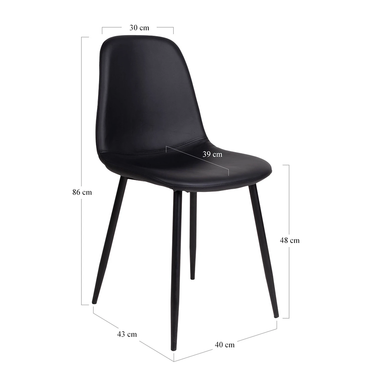 Norrwood Chaises Renty I (lot de 2) - Imitation cuir / Acier - Noir 8 Norrwood Chaises Renty I (lot de 2) - Imitation cuir / Acier - Noir – Image 6