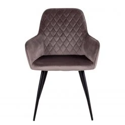 Loftscape Chaise à accoudoirs Pierry II (lot de 2) - Velours / Acier - Taupe -Chaises Soldes 1000231020 201125 16492500107 DETAILS P000000001000231020