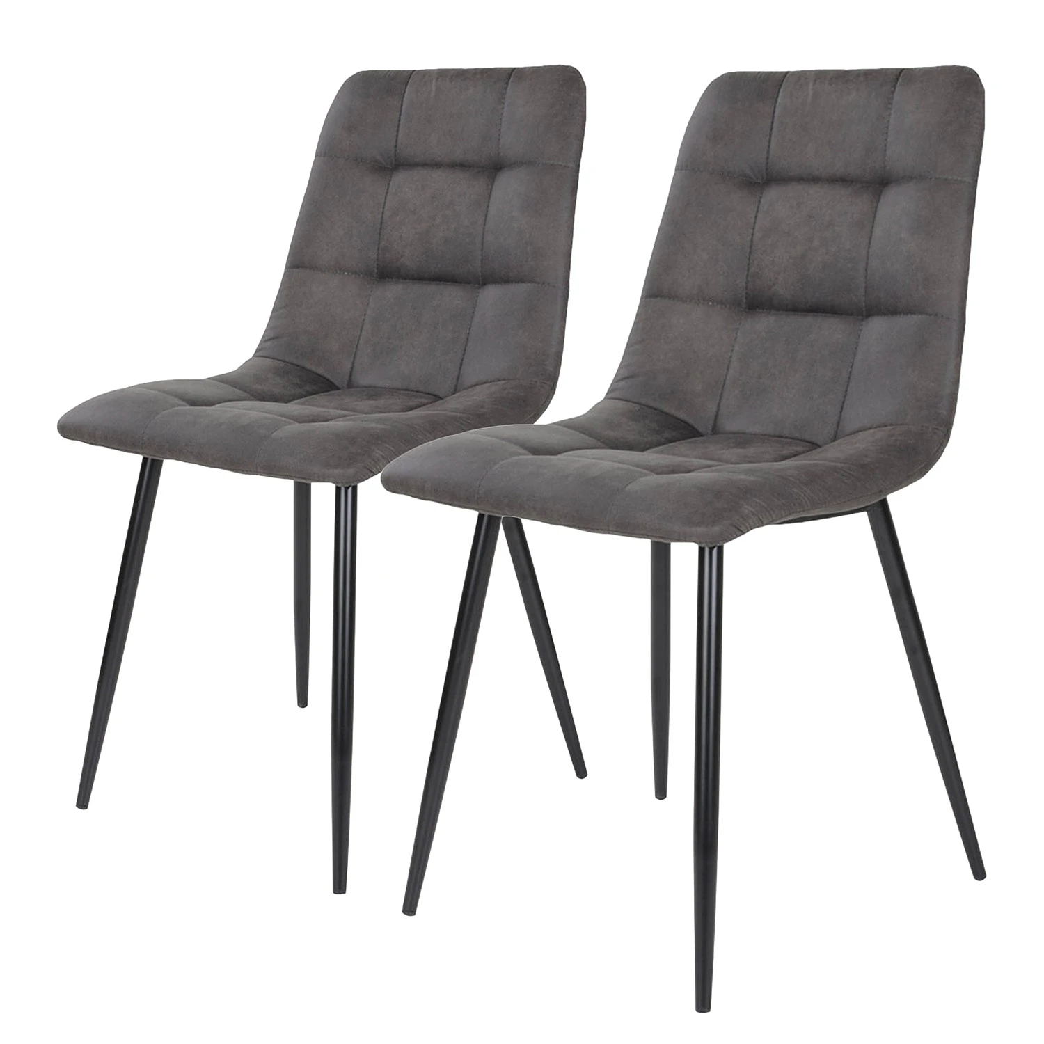 Loftscape Chaises capitonnées Ormoy I (lot de 2) - Microfibre / Acier - Gris / Noir 3 Loftscape Chaises capitonnées Ormoy I (lot de 2) - Microfibre / Acier - Gris / Noir