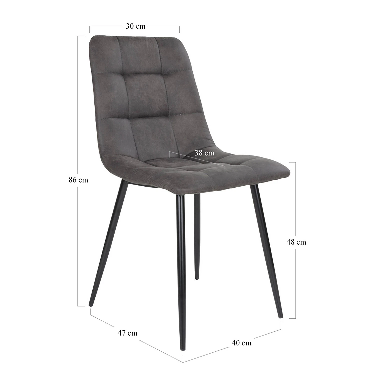 Loftscape Chaises capitonnées Ormoy I (lot de 2) - Microfibre / Acier - Gris / Noir 10 Loftscape Chaises capitonnées Ormoy I (lot de 2) - Microfibre / Acier - Gris / Noir – Image 8