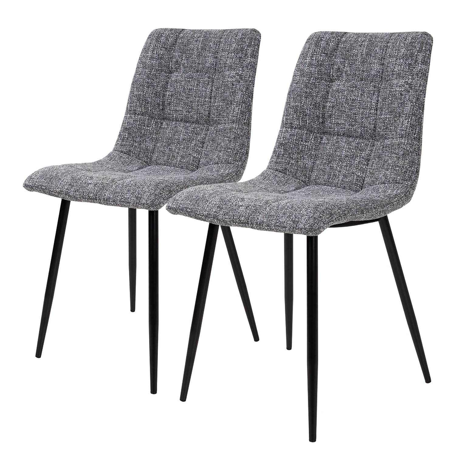 Loftscape Chaises capitonnées Ormoy III (lot de 2) - Tissu / Acier - Gris / Noir 3 Loftscape Chaises capitonnées Ormoy III (lot de 2) - Tissu / Acier - Gris / Noir