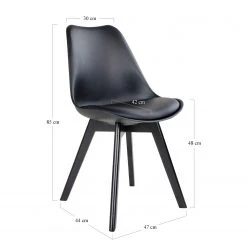 Norrwood Chaises Salon (lot de 2) - Matière plastique / Hévéa massif - Noir -Chaises Soldes 1000231033 201125 16492900208 SKETCH DETAILS P000000001000231033 sketch
