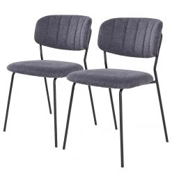 Loftscape Chaises capitonnées Muel I (lot de 2) - Tissu / Acier - Gris