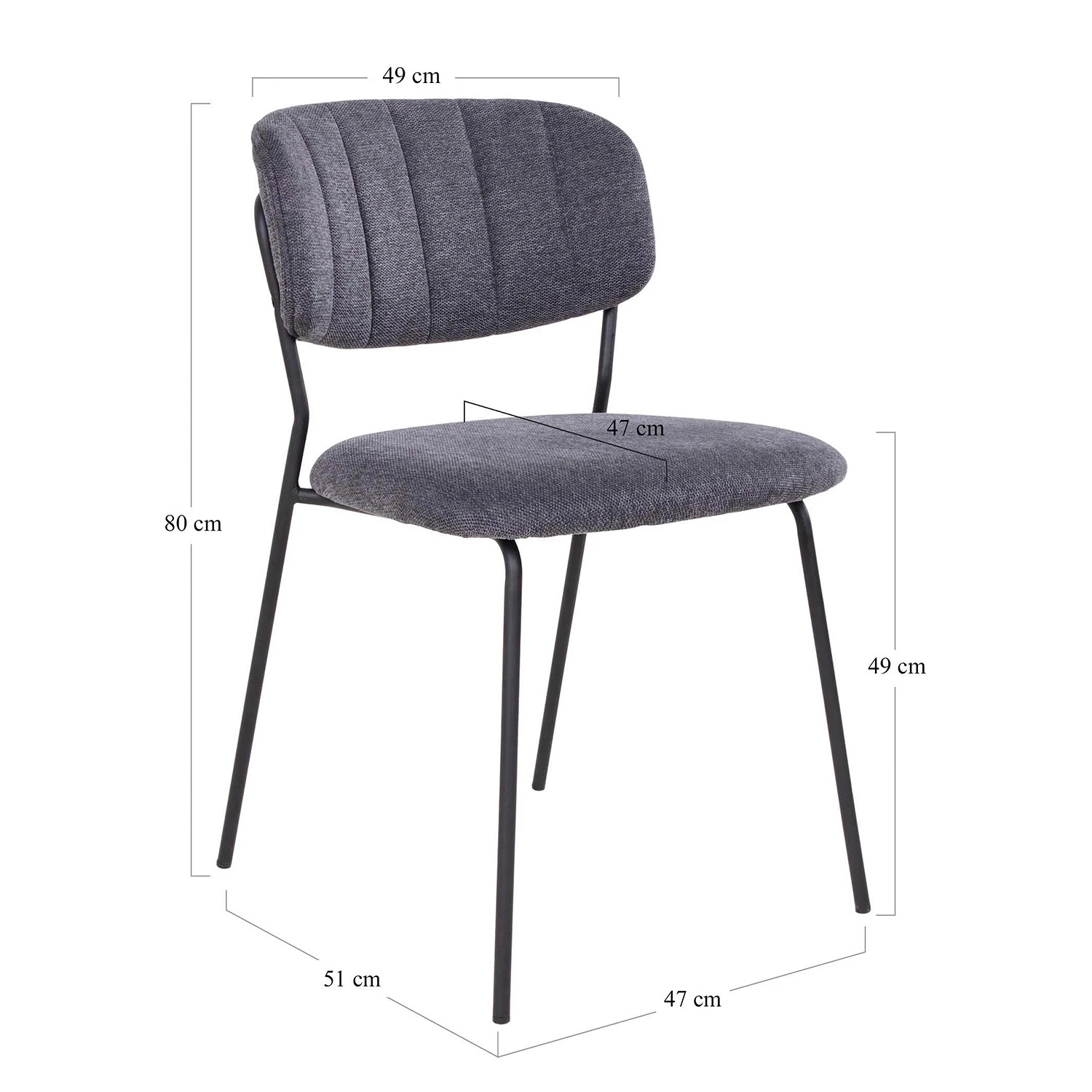 Loftscape Chaises capitonnées Muel I (lot de 2) - Tissu / Acier - Gris 13 Loftscape Chaises capitonnées Muel I (lot de 2) - Tissu / Acier - Gris – Image 11