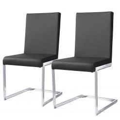 Loftscape Chaises cantilever Talcott (lot de 2) - Imitation cuir - Chrome - Noir