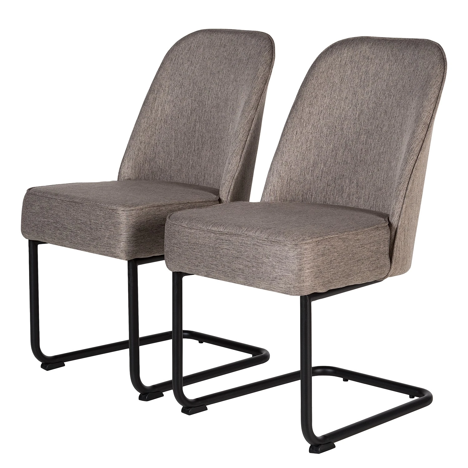 Fredriks Chaises cantilever Coggia (lot de 2) - Tissu / Fer - Cappuccino / Noir 3 Fredriks Chaises cantilever Coggia (lot de 2) - Tissu / Fer - Cappuccino / Noir