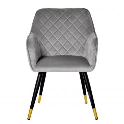 Jack & Alice Chaise à accoudoirs Mardore - Velours / Acier - Gris platine -Chaises Soldes 1000234600 210115 12513500034 DETAILS P000000001000234600