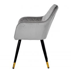 Jack & Alice Chaise à accoudoirs Mardore - Velours / Acier - Gris platine -Chaises Soldes 1000234600 210115 12513500035 DETAILS P000000001000234600