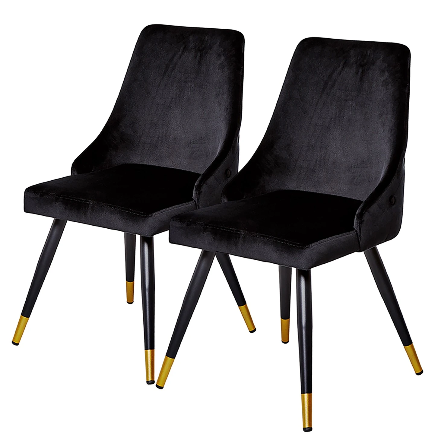 Jack & Alice Chaises capitonnées Loix (lot de 2) - Velours / Acier - Noir 3 Jack & Alice Chaises capitonnées Loix (lot de 2) - Velours / Acier - Noir
